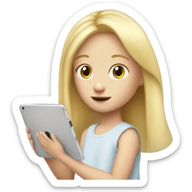Little blonde girl watching an iPad ￼ sticker