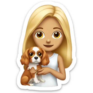 blonde girl holding a cavalier king charles sticker