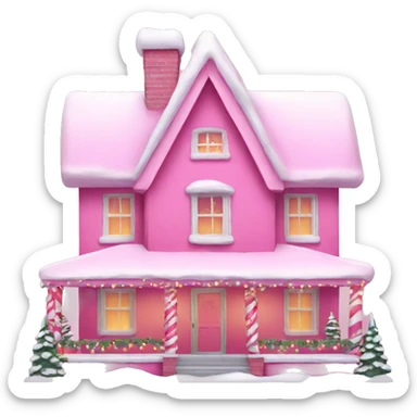 Pink Christmas house sticker
