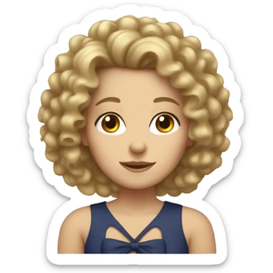 white woman with curly hair with bow in hair sticker