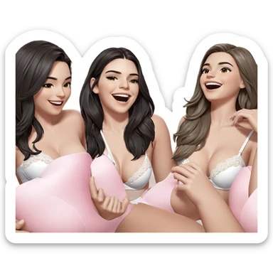 three girls in lingerie smiling sticker