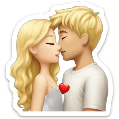 A blond boy who kisses a pretty blonde girl with a heart above their heads  sticker