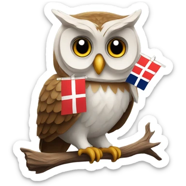 Owl with Norwegian flag and tarot cards sticker