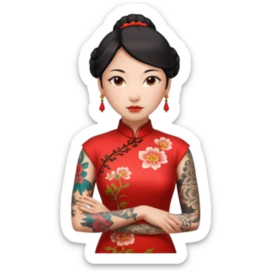 ancient chinese woman with tatooed and cheongsam sticker