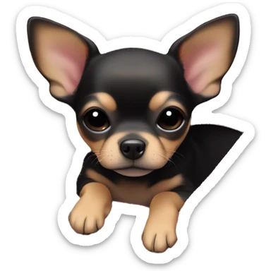 black & tan chihuahua puppy sleeping with a pink blanket  sticker