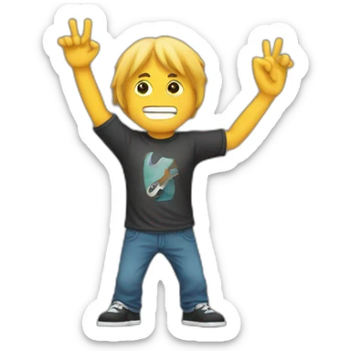 Rock music fan with his two raised hands making the horn sign with his hands sticker