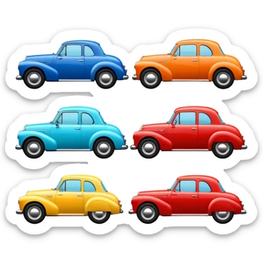 classic cars with different colors  sticker