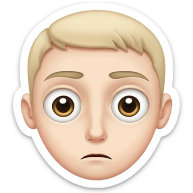 cautious face with wide eyes, slightly raised eyebrows, small frown sticker