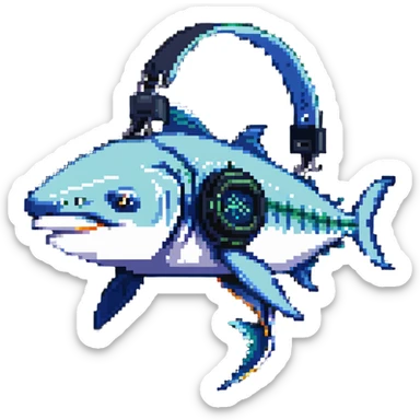 remora fish with a headset, IT support theme sticker
