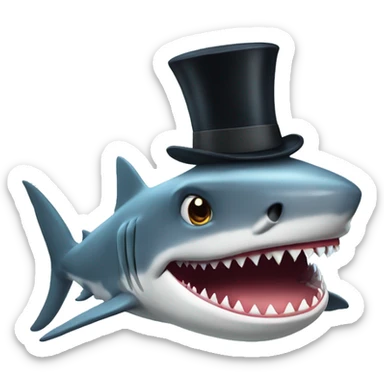 Shark with a top hat sticker