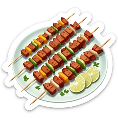 Chuanr meat skewers street food with gentle colors sticker