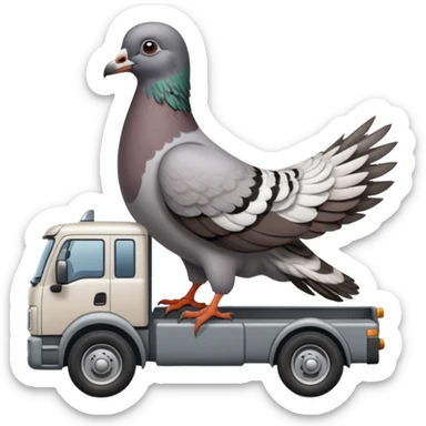 Pigeon is driving a lorry sticker