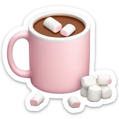 Light Pink mug of hot chocolate with marshmallows  sticker