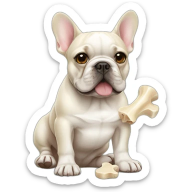 french bulldog with a bone sticker