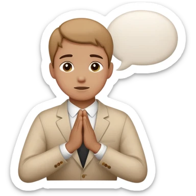 Person bowing politely with a small speech bubble that says thank you sticker