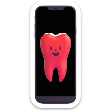 smartphone with a tooth-shaped logo on screen sticker