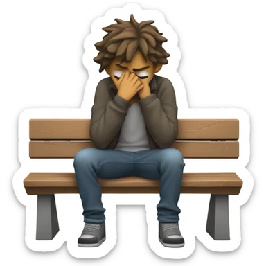 Sad and depressed boy that just broke up with his girlfriend because he only loves work sticker