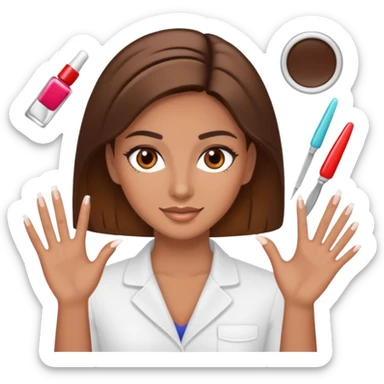 A nail stylist who has brown hair and brown  eyes sticker