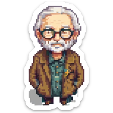 A nomadic old man wearing glasses sticker