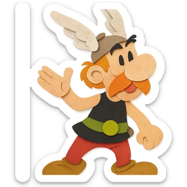 paper craft style Asterix with wings sticker