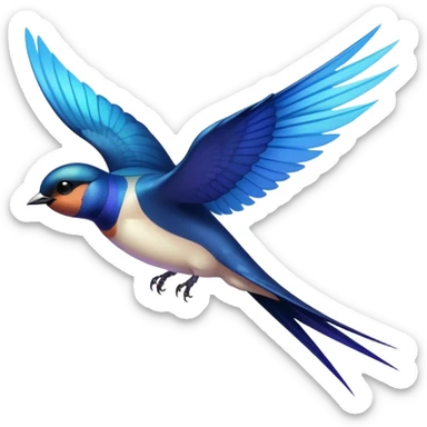 A swallow bird in flight, symbolizing freedom and agility, with wings spread wide and a streamlined body sticker