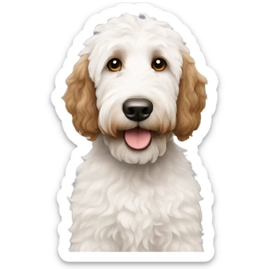 White and brown goldendoodle sticker