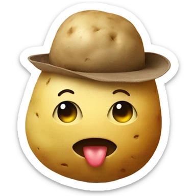 potato with a smiley face wearing a hat sticker