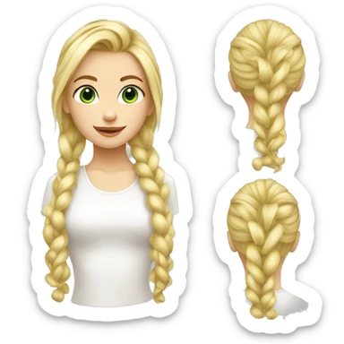 fille blonde avec tresses avec des yeux verts  sticker