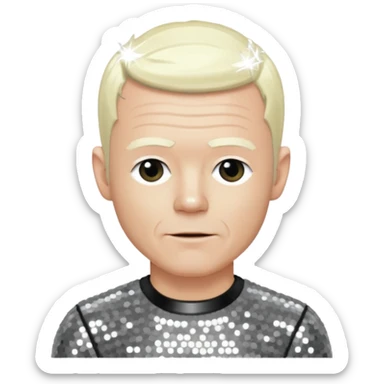 Jimmy Somerville with platinum blonde hair, silver sequin outfit sticker