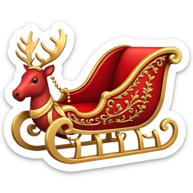 festive sleigh classic red and gold sticker