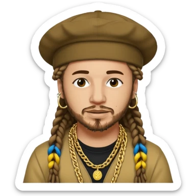 post malone with gold chain necklace, wearing hat, dreadlock hair  sticker