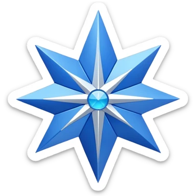 20 uçlu mavi yışdız ortasında beyaz tik sticker