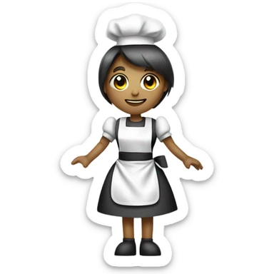 Robot wearing a maid apron sticker