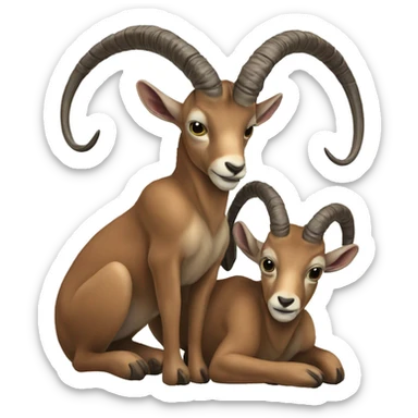 two conjoined ibexes sticker