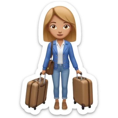 woman carrying a suitcase portrait, head and shoulders only, suitcase handle visible near shoulder, casual travel outfit, confident expression, travel vibe, 3D cartoon style, mobile game icon style, clean background, no text, no watermark sticker