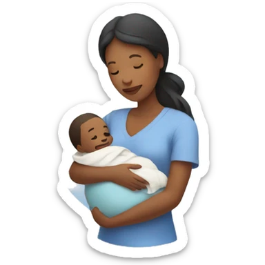 Mom holding newborn baby sticker