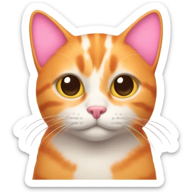orange cat with pink hearts sticker