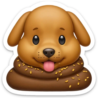 A poop emoji eating dog poop sticker