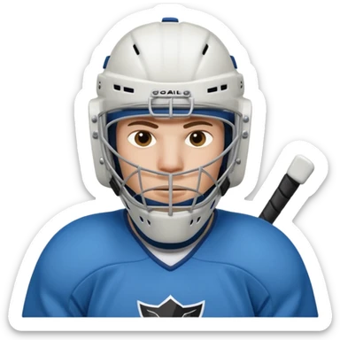 ice hockey goalie portrait, head and shoulders only, wearing goalie mask and helmet, padded jersey collar, holding goalie stick, focused intense expression, 3D cartoon style, mobile game icon style, clean background, no text, no watermark

 sticker