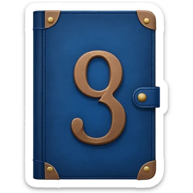 Dark blue book with a number "9" in the cover sticker