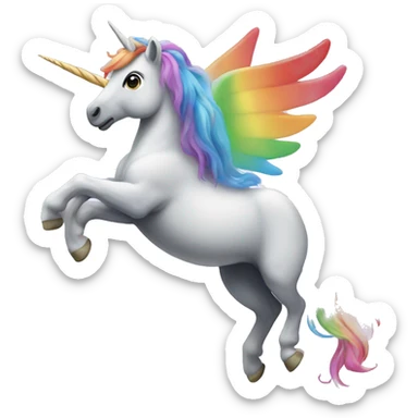 rainbow flying unicorn sticker
