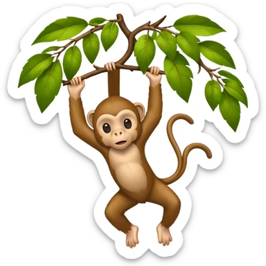 monkey hanging from tree  sticker