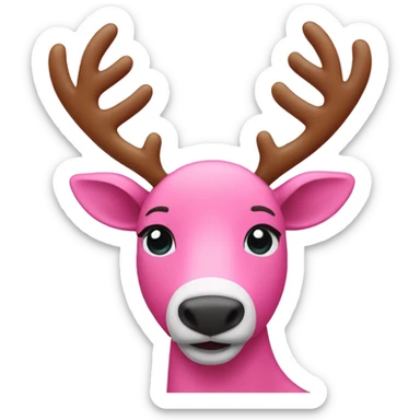 a pink raindeer with christmas lights  sticker