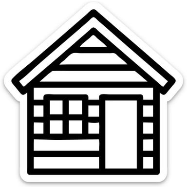 logo-style icon of a house with distinct siding, a window, and a door, clean and modern, suitable for a builder or contractor business sticker
