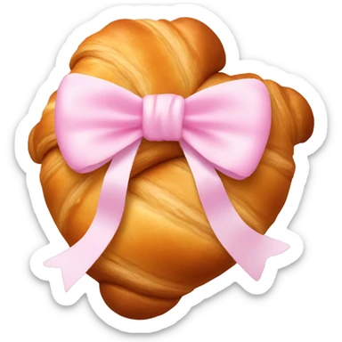 Croissant with pastel pink bow sticker