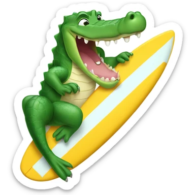 alligator biting into a surfboard sticker