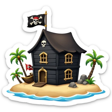 old pirate's house with skull flag sticker