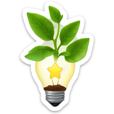 a plant with an idea lightbulb sticker