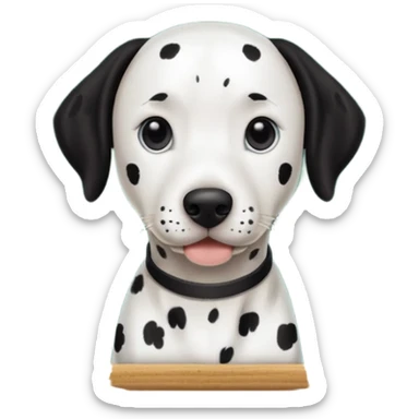 Dalmatian, in the background a green school board in a wooden frame sticker