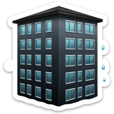 an apartment complex in flood (more than half of the building is underwater) sticker